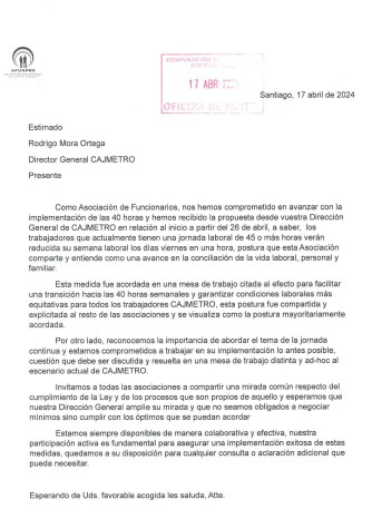 carta a DG 40 horas